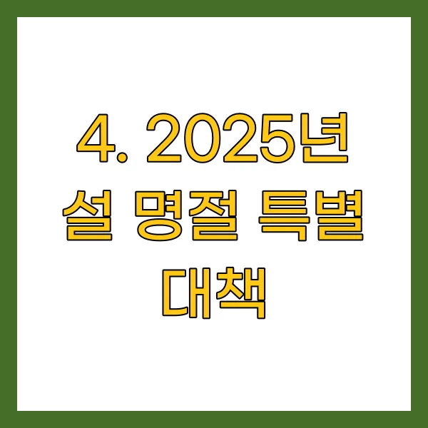 2025년 설 명절 특별 대책