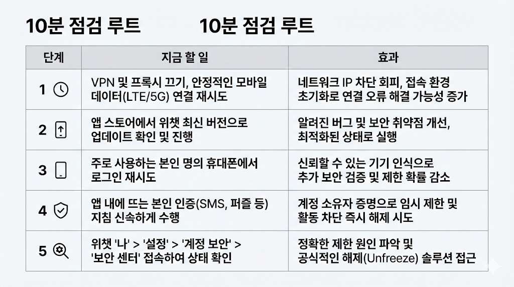 위챗 계정 제한/차단 의심? 흔한 신호 6가지 + 10분 점검 루트(2026 최신)