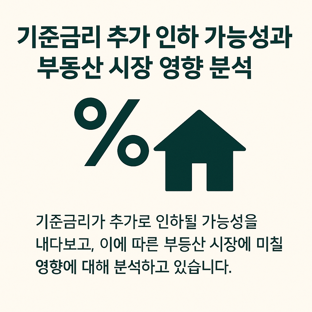 기준금리 추가 인하 가능성과 부동산 시장 영향 분석 📉🏠