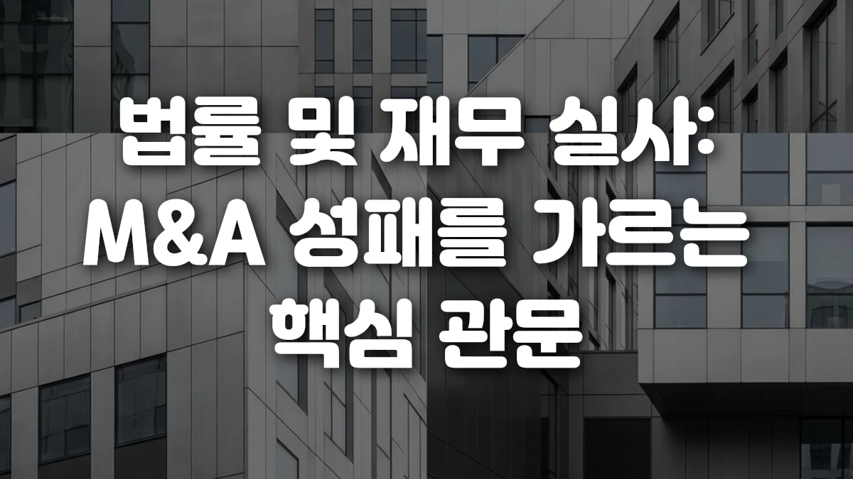 법률 및 재무 실사 M A 성패를 가르는 핵심 관문