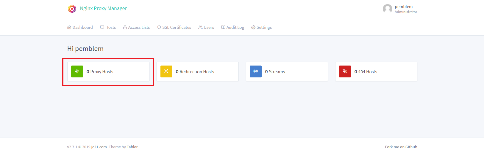 nginx proxy manager 컨트롤 채널