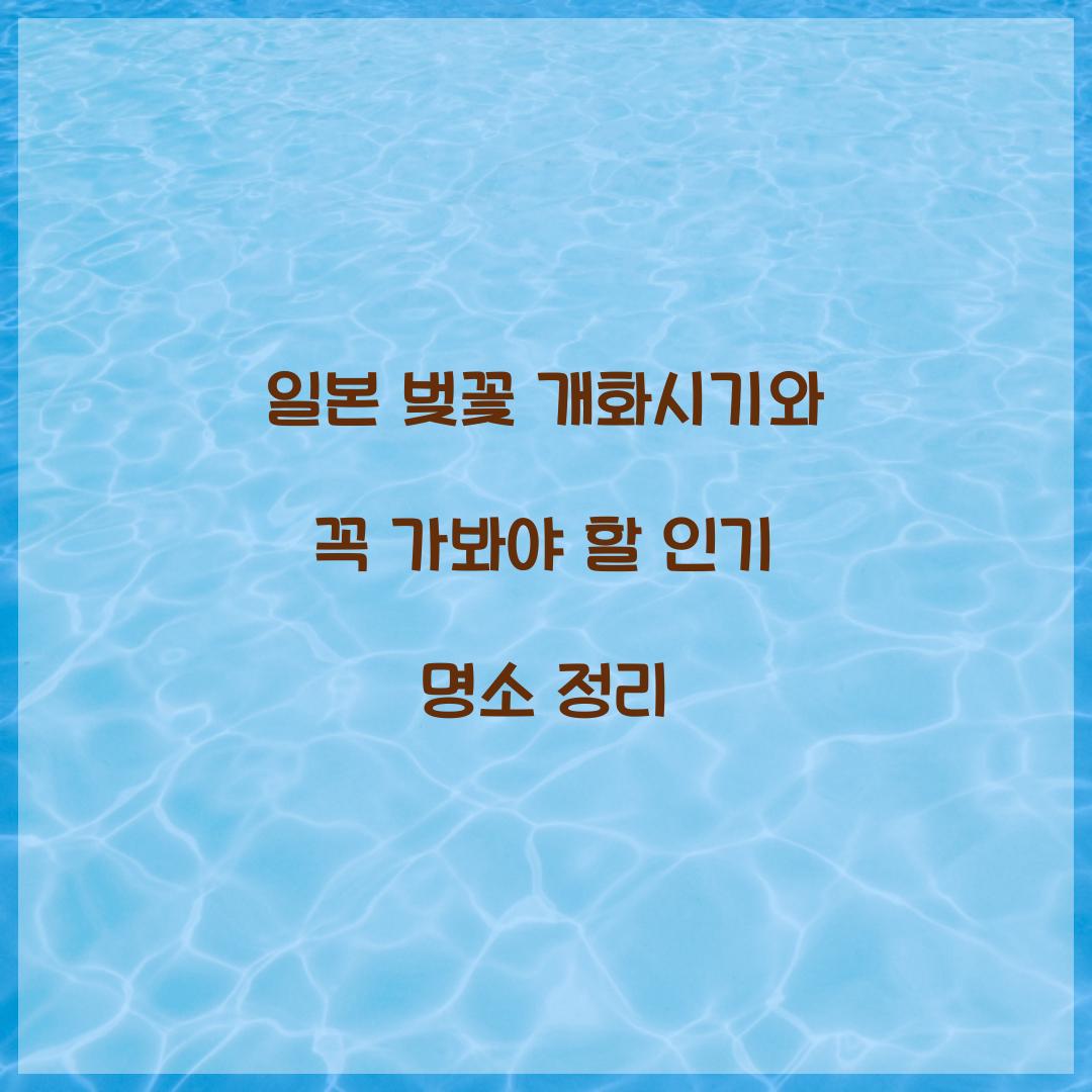 일본 벚꽃 개화시기