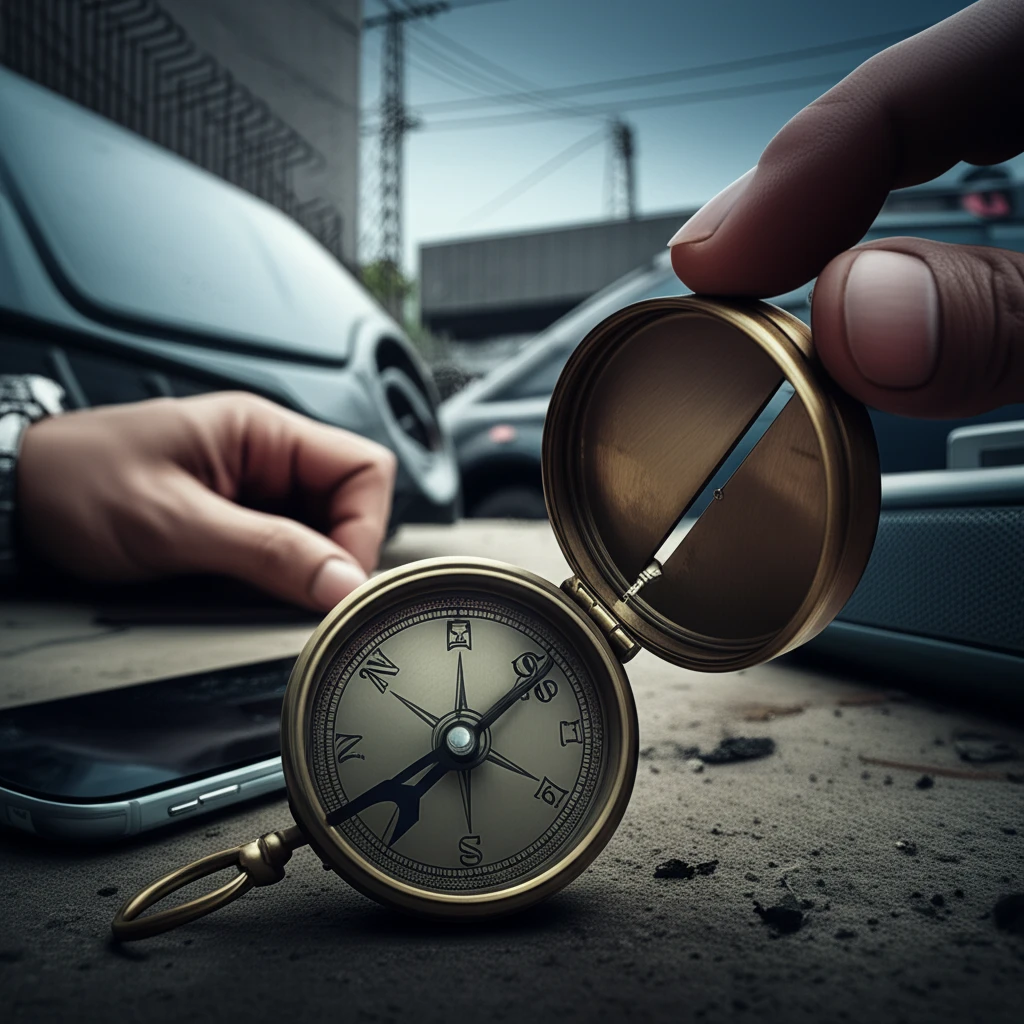 자석에 의한 나침반 바늘 왜곡과 자기..