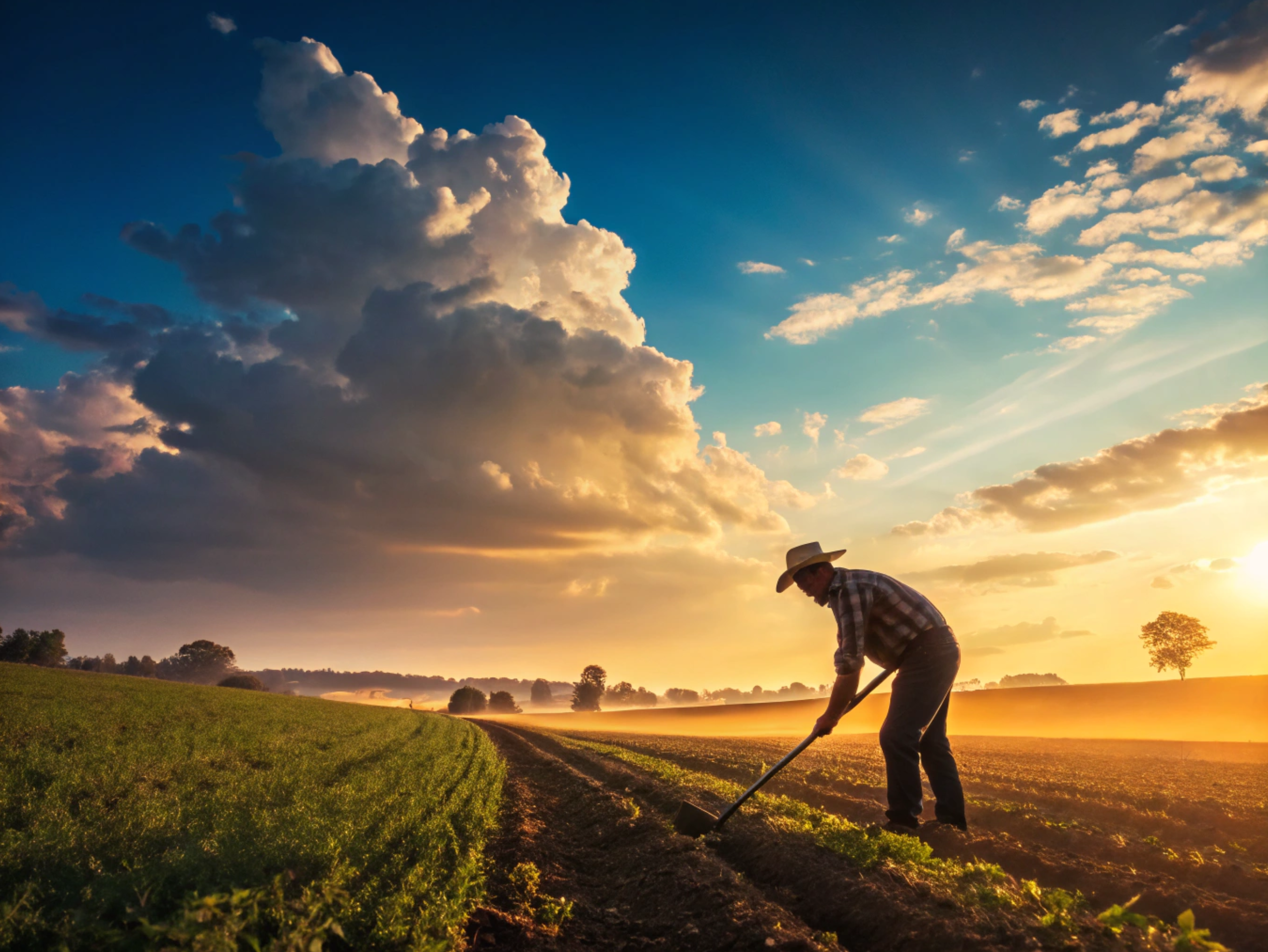 농업인이 밭에서 일하는 모습