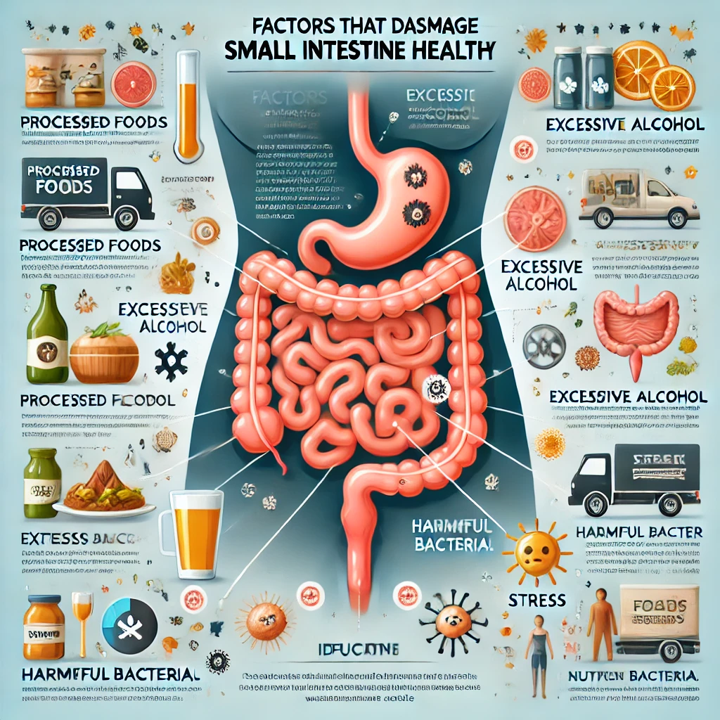 "소장 건강을 해치는 주요 요인과 영향"