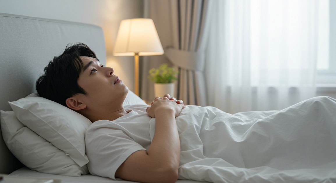 수면 주기 조절하는 남성 이미지