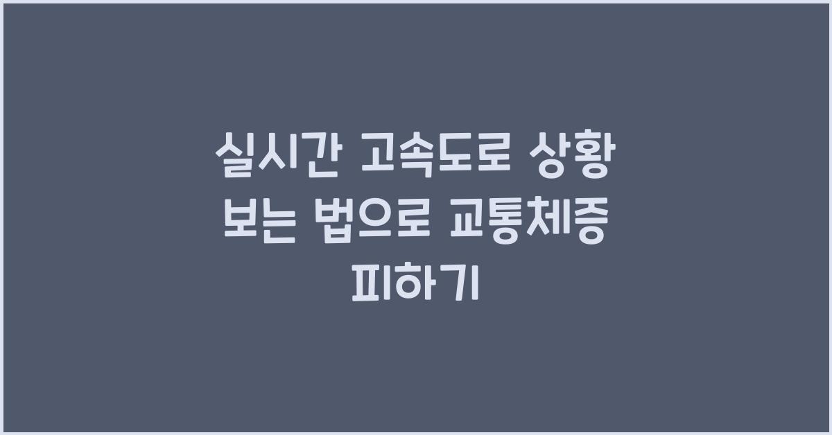 실시간 고속도로 상황 보는 법