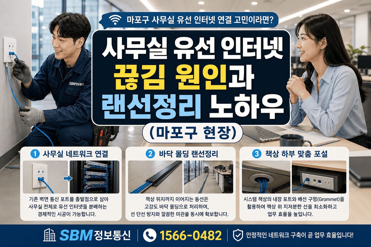 사무실 유선 인터넷 끊김 원인과 랜선정리 노하우 (마포구 현장)