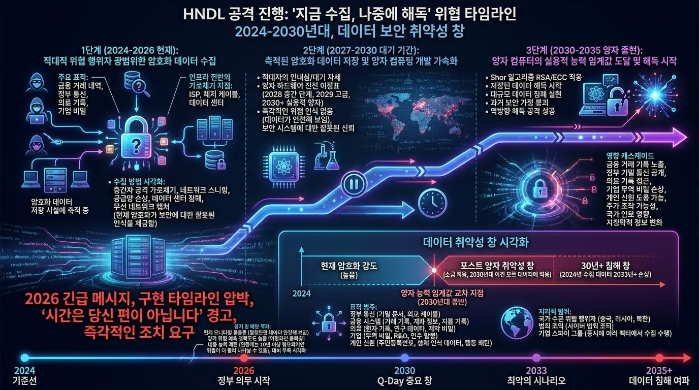 HNDL 공격, 지금 수집, 나중 해독, 양자 위협, 데이터 노출