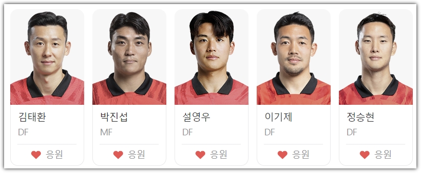 한국팀 선수단