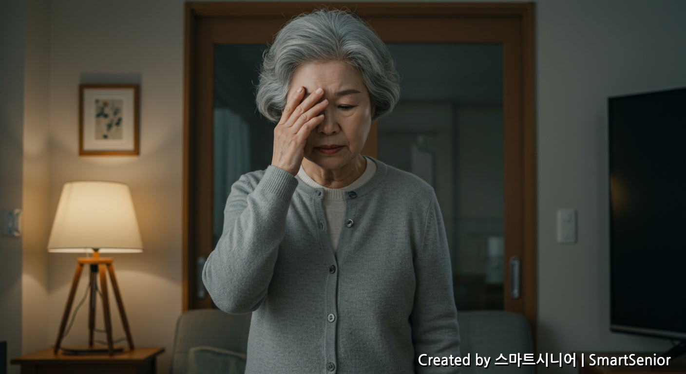 깜빡하는 증상을 겪는 시니어 여성