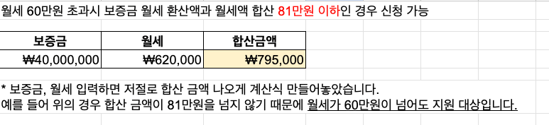 보증금 월세 계산하기