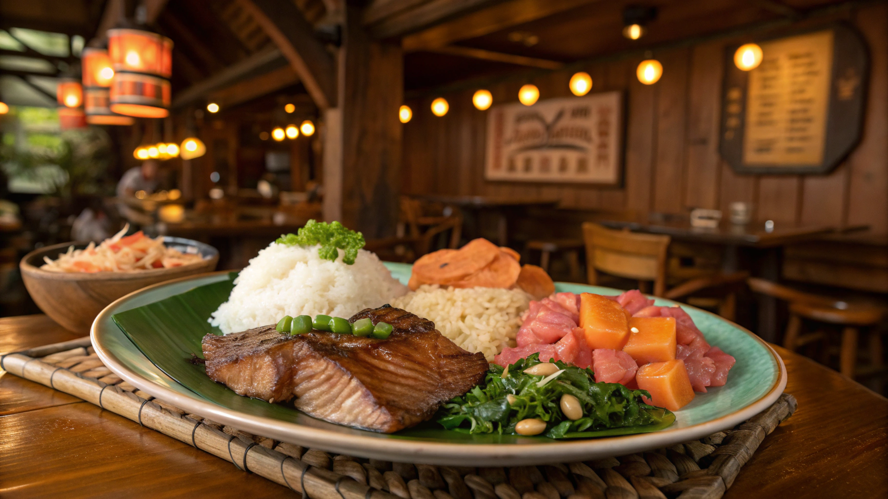 Helena’s Hawaiian Food – 전통 하와이 음식의 원조
1950년대부터 현지에서 사랑받아 온 헬레나스는
라울라우, 칼루아 포크, 로미로미 살몬 등
전통 하와이 음식을 제대로 맛볼 수 있는 곳입니다.
포장도 가능하지만, 내부에서 먹는 것을 추천드려요.
하와이 음식 입문자에게 완벽한 코스입니다.
