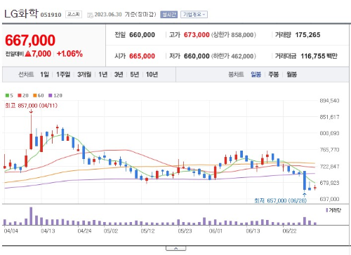 2차전지 관련주 LG화학 주가 전망