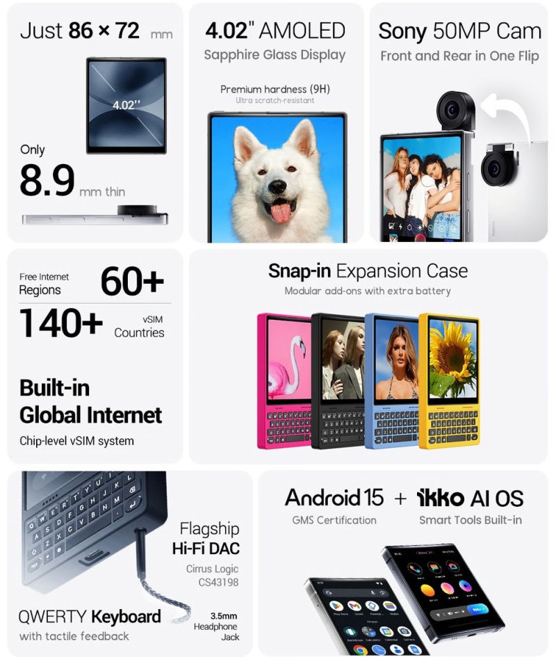 iKKO Mind One Pro AI 기능과 UI를 보여주는 제품 이미지