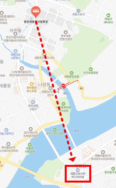 세종고속시외버스터미널 위치-지도