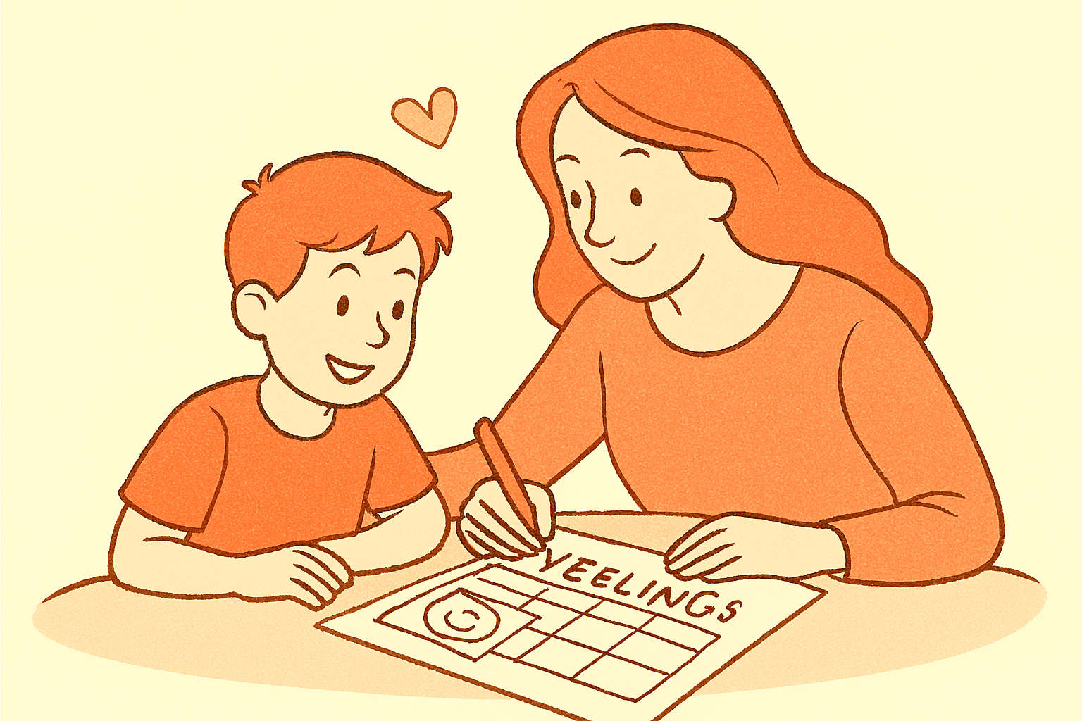 감정을 기록하며 소통하는 가족의 모습