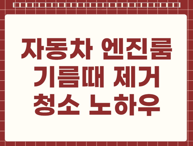 자동차 엔진룸 기름때 제거 청소 노하우