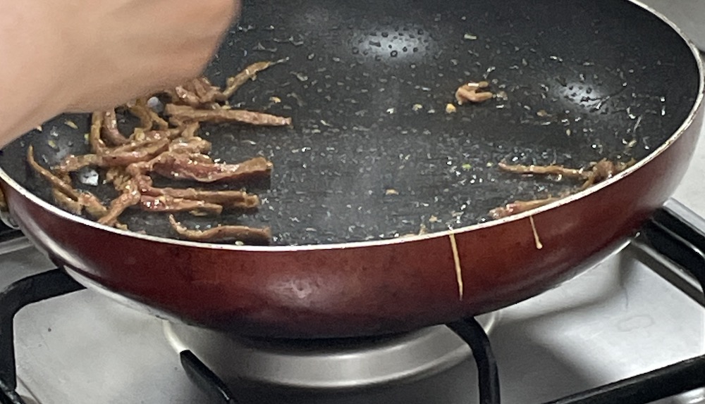 한식조리기능사 실기시험 준비 - 탕평채 - 소고기 볶기