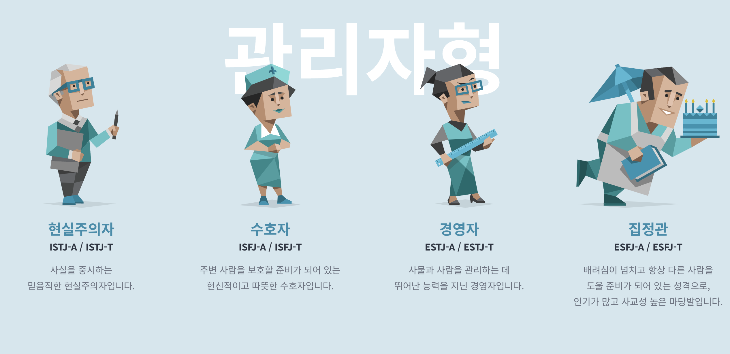 관리자형 ISTJ&#44; ISFJ&#44; ESTJ&#44; ESFJ