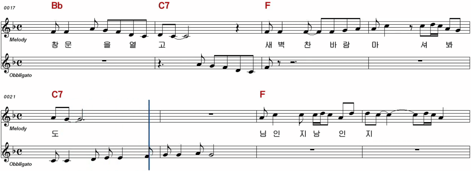 현당 정 하나 준 것이 악보
