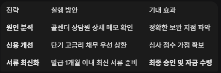 햇살론유스 재신청 성공 확률을 높이는 3가지 핵심 전략 설명표