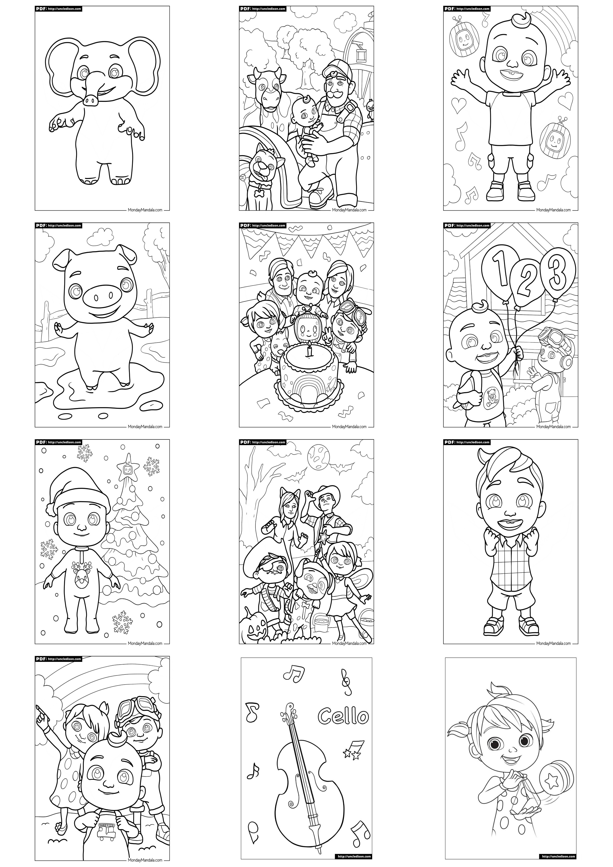 코코멜론 색칠공부 무료도안 cocomelon coloring page