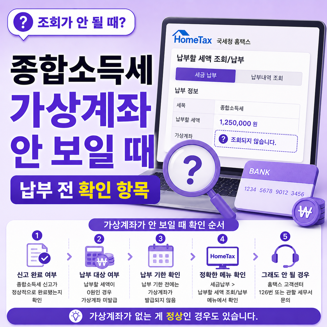 종합소득세 가상계좌 안 보일 때 납부 전 확인할 조건