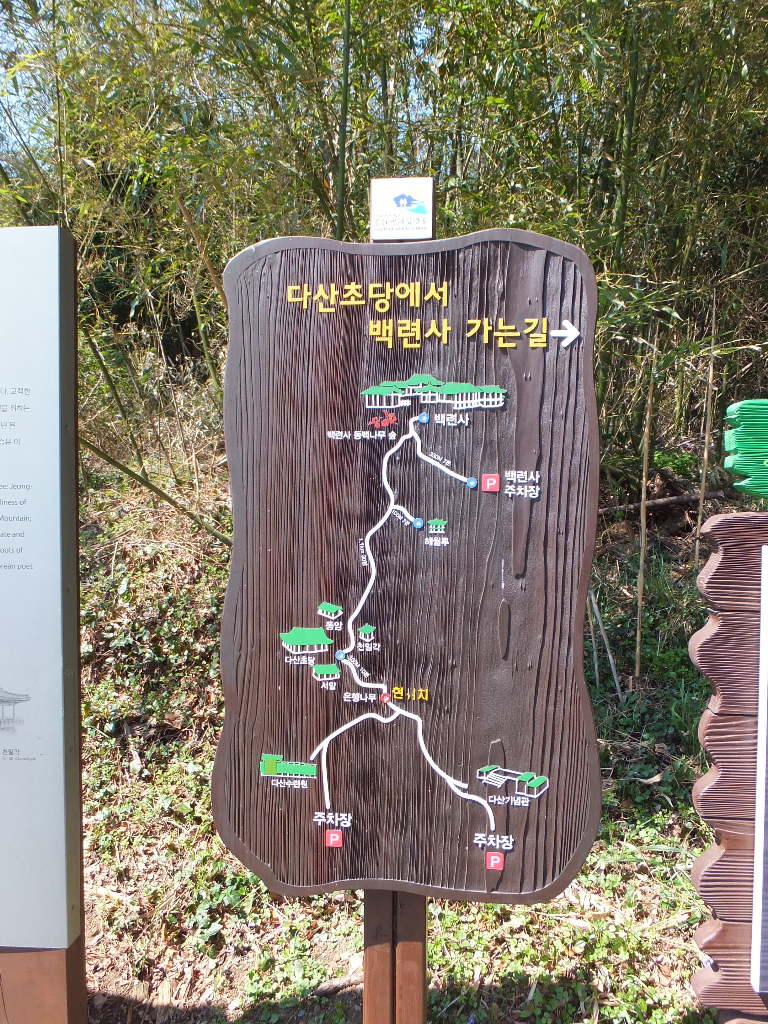 다산초당에서 백련사 가는 길 안내판