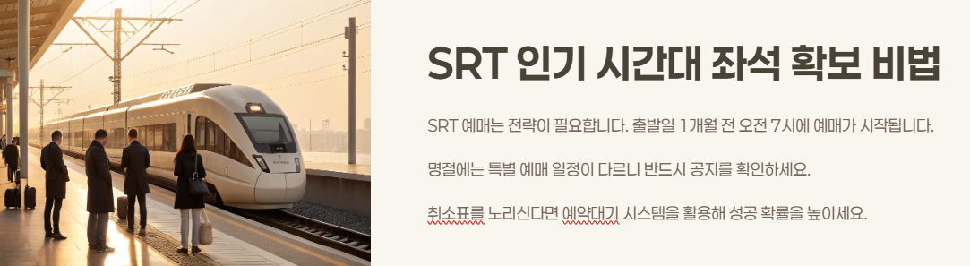 SRT 승차권 예매 꿀팁 공유 &ndash; 빠르게 예매하고 좋은 좌석 잡는 법