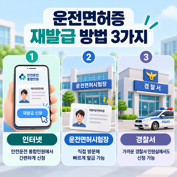 운전면허증 재발급이 가능한 인터넷 운전면허시험장 경찰서 신청방법 이미지
