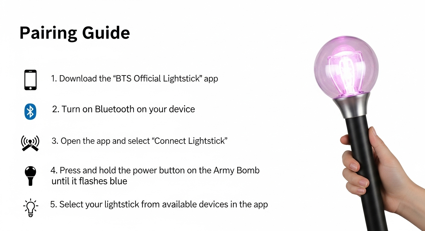 2026년 방탄소년단 공식 응원봉 아미밤의 위버스 앱 블루투스 페어링 방법과 연결 오류 해결 가이드