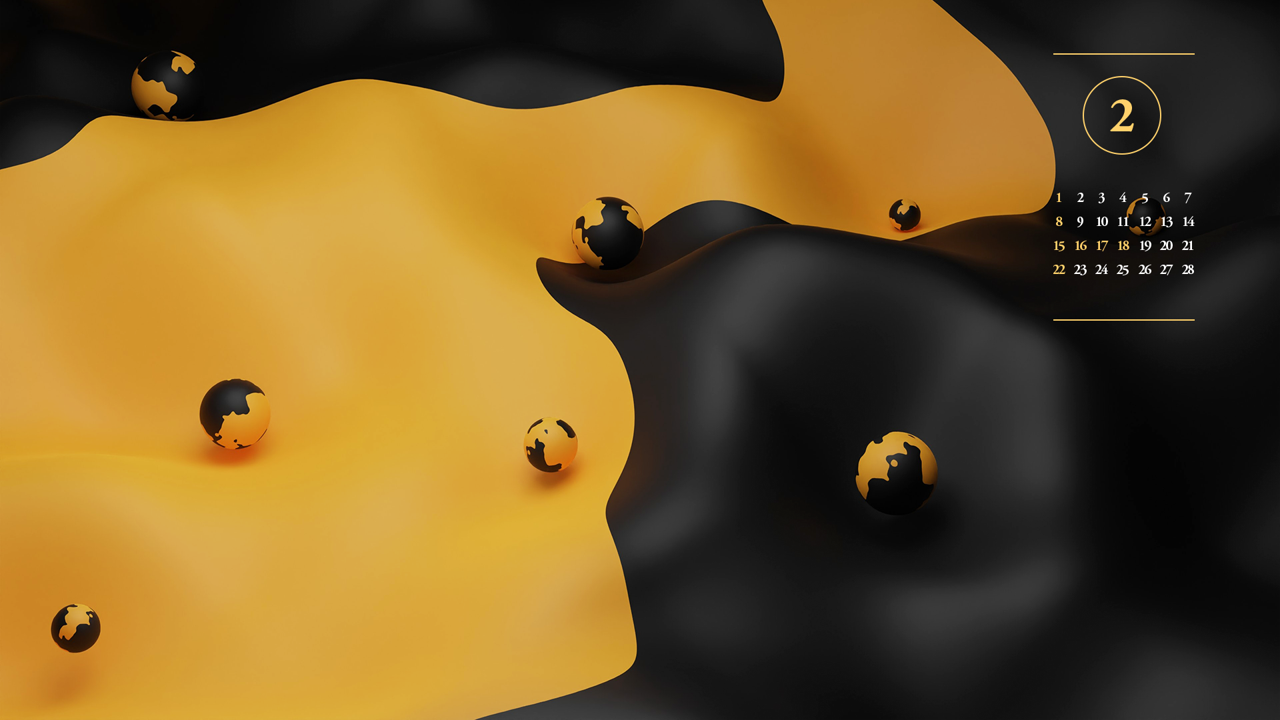 11 노란색과 검정색 A - 2026년2월 달력배경화면