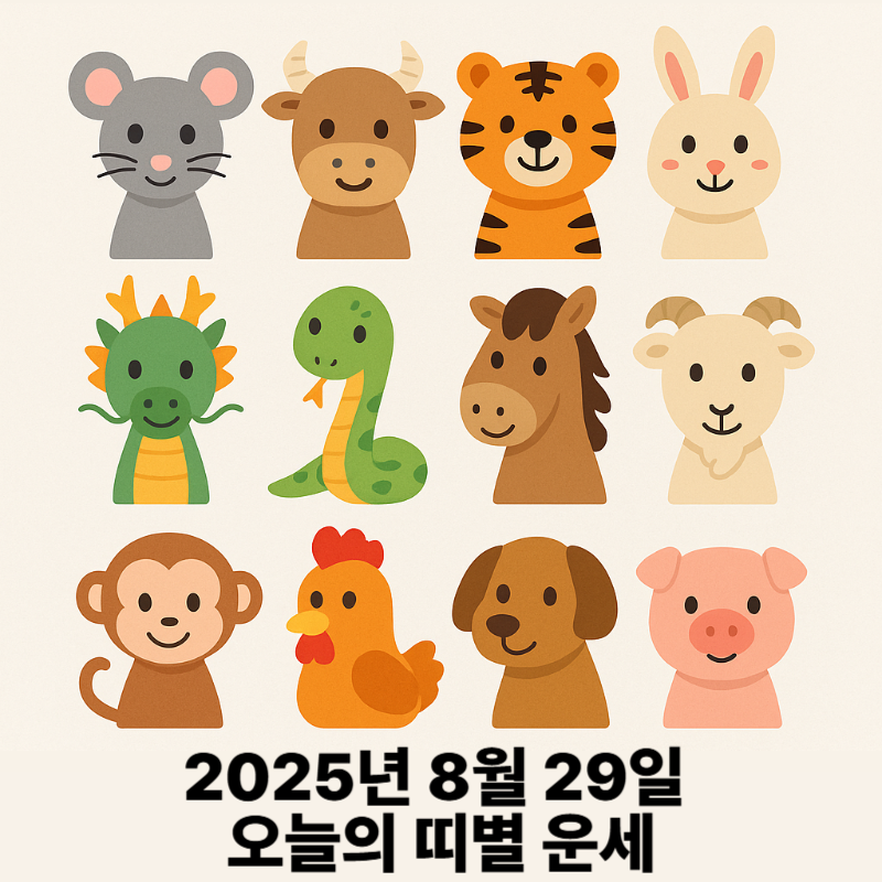 2025년 8월 29일 오늘의 띠별 운세