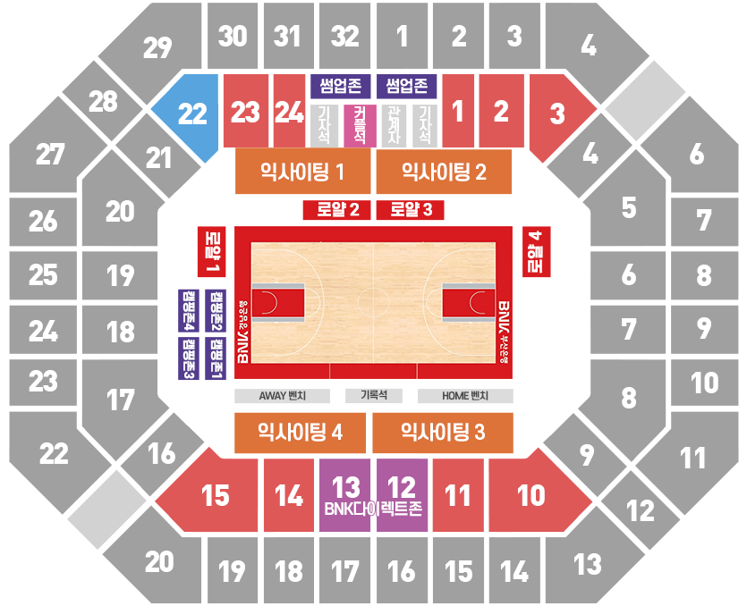 부산 BNK썸 부산사직실내체육관 좌석 배치도