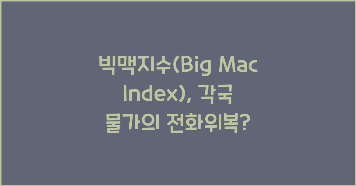 빅맥지수(Big Mac Index)