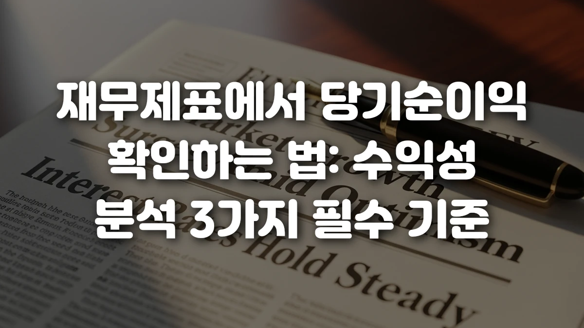 재무제표에서 당기순이익 확인하는 법 수익성 분석 3가지 필수 기준