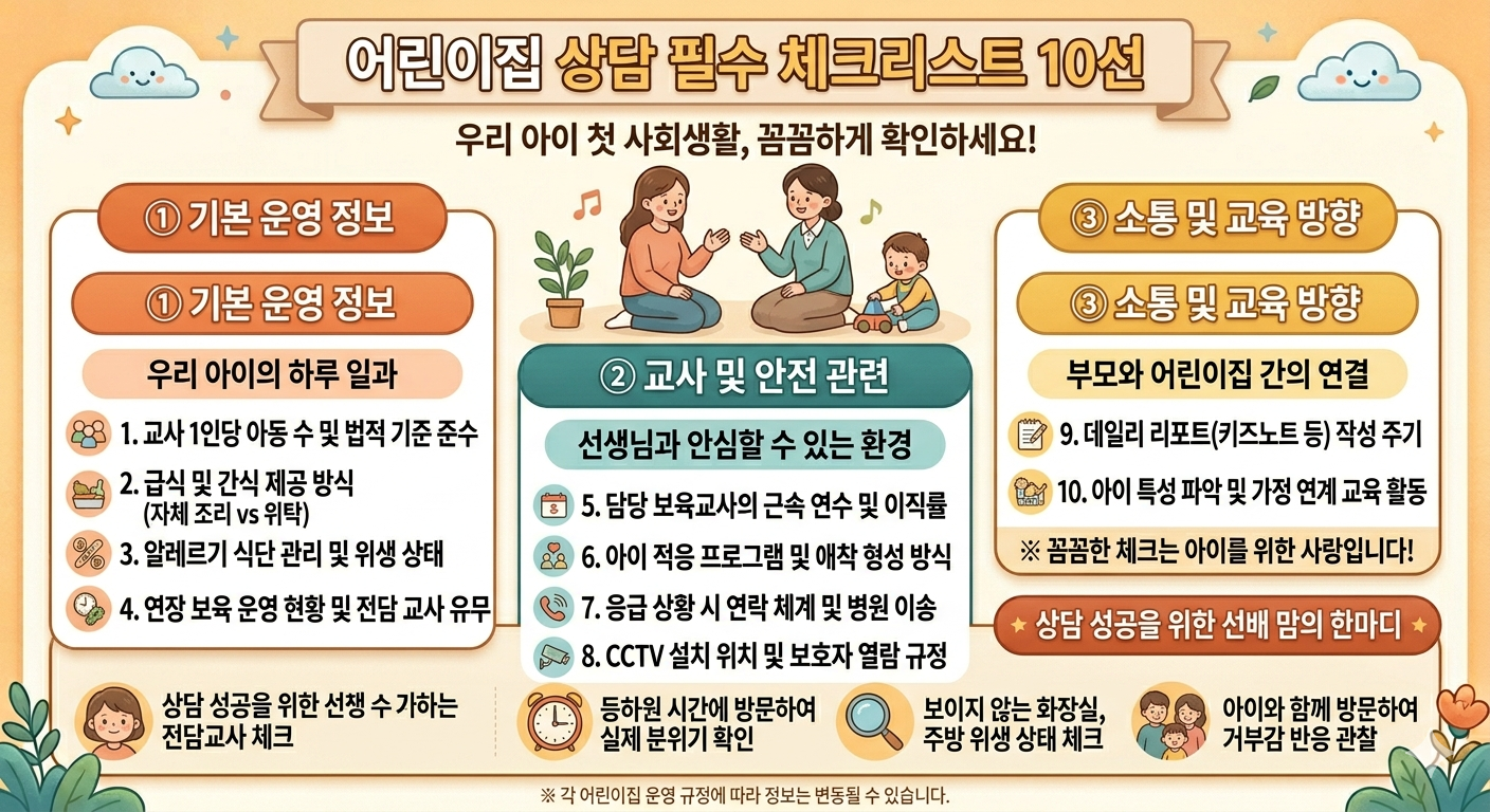 어린이집 상담 필수 체크리스트 10선 인포그래픽