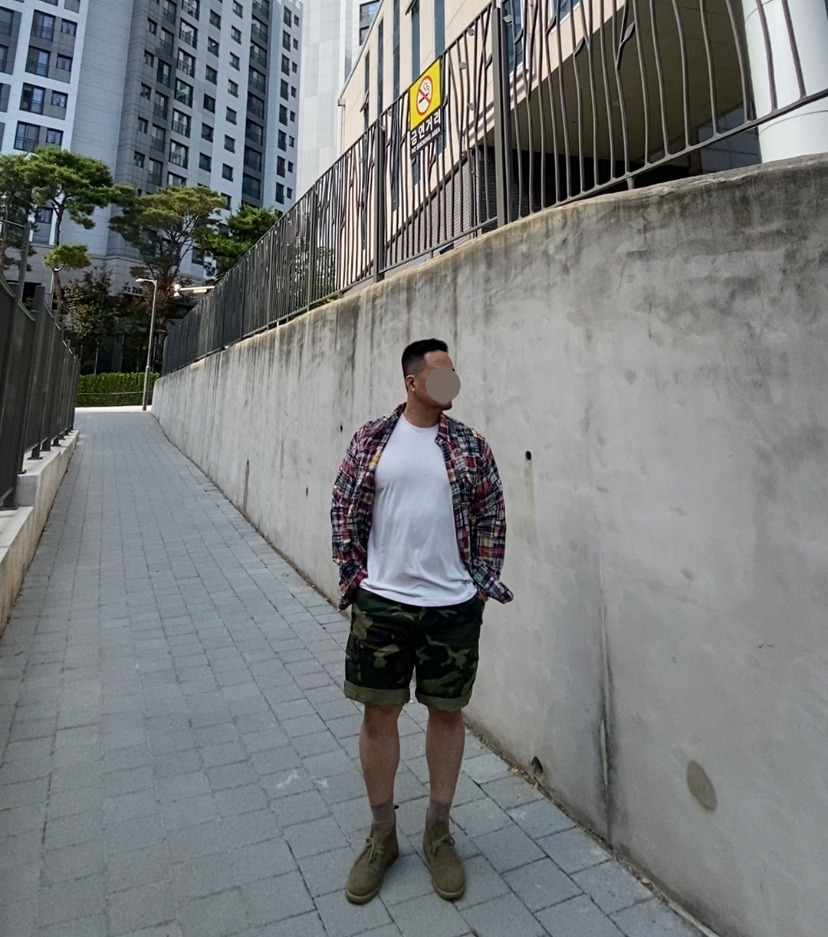 데일리룩('26. 6. 28.)폴로랄프로렌 패치워크 마드라스 클래식핏 린넨 셔츠, 무신사스탠다드 쿨탠타드 티셔츠, 로스코 카모 BDU 팬츠, 무신사스탠다드 양말, 언코즈 처카부츠