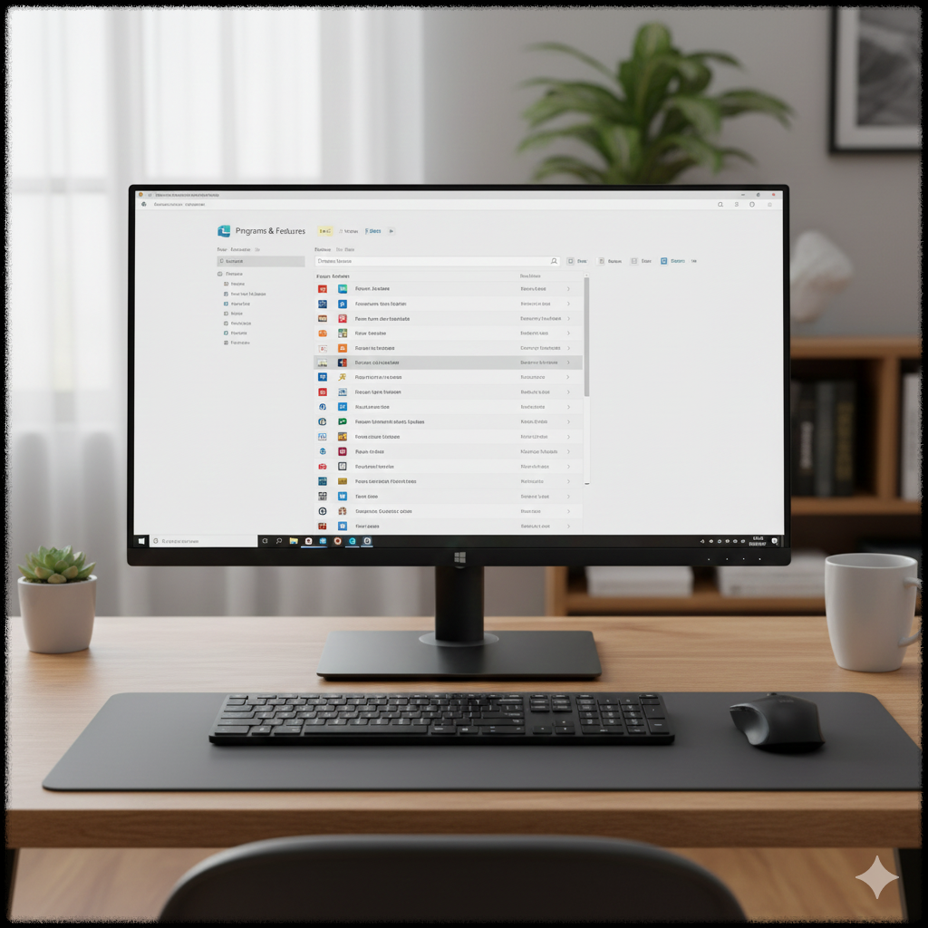 설치한 기억이 없는 수상한 프로그램을 확인하는 모습