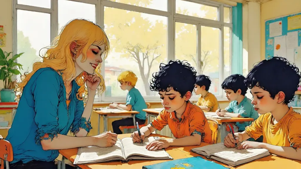 교실에서 공부하는 아이들