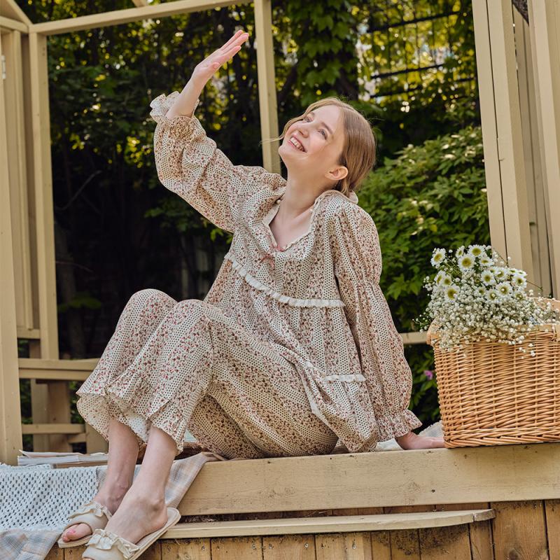 ULLALA 울랄라파자마 마즐 긴팔 투피스 크림 30수