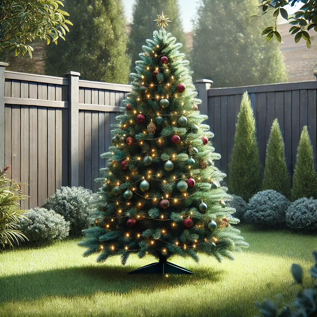 정원에 설치된 방수 및 내구성이 뛰어난 PE 인조 크리스마스 트리