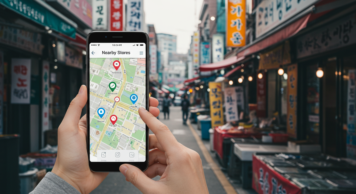 앱으로 상생페이백 사용처를 검색하는 모습