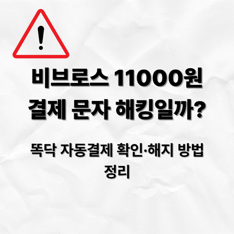 비브로스 11000원 결제 문자, 해킹일까? 똑닥 자동결제 확인&middot;해지 방법 정리