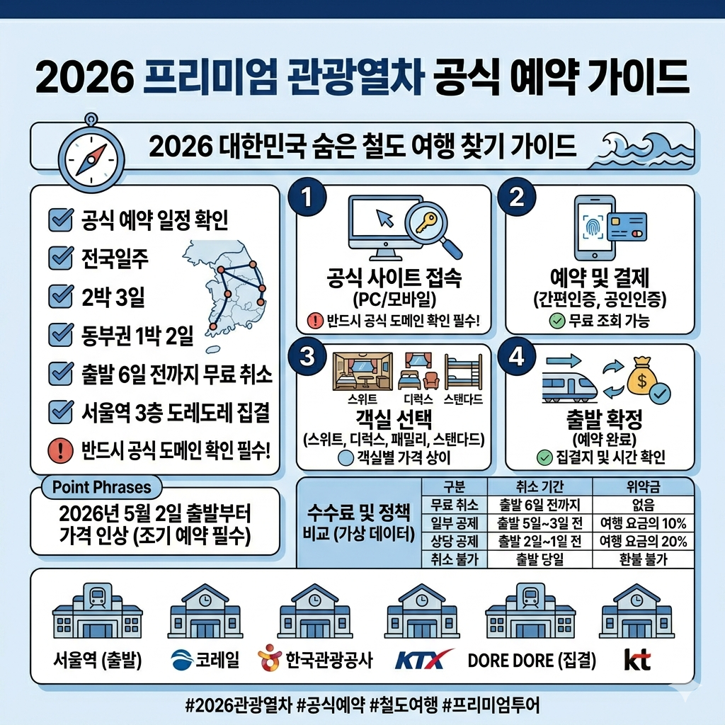 해랑열차 예약 방법, 가격, 코스, 취소수수료까지 최신 정보 인포그래픽
