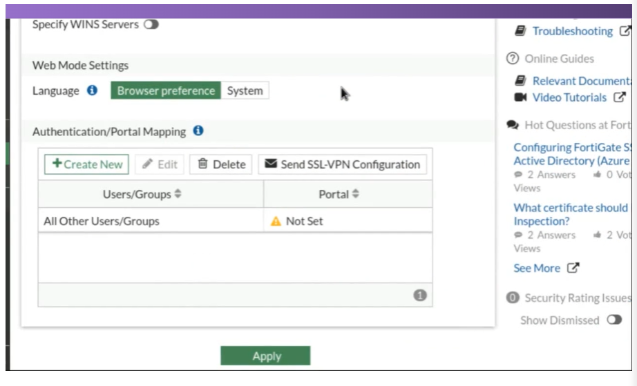 SSL-VPN Settings 구성