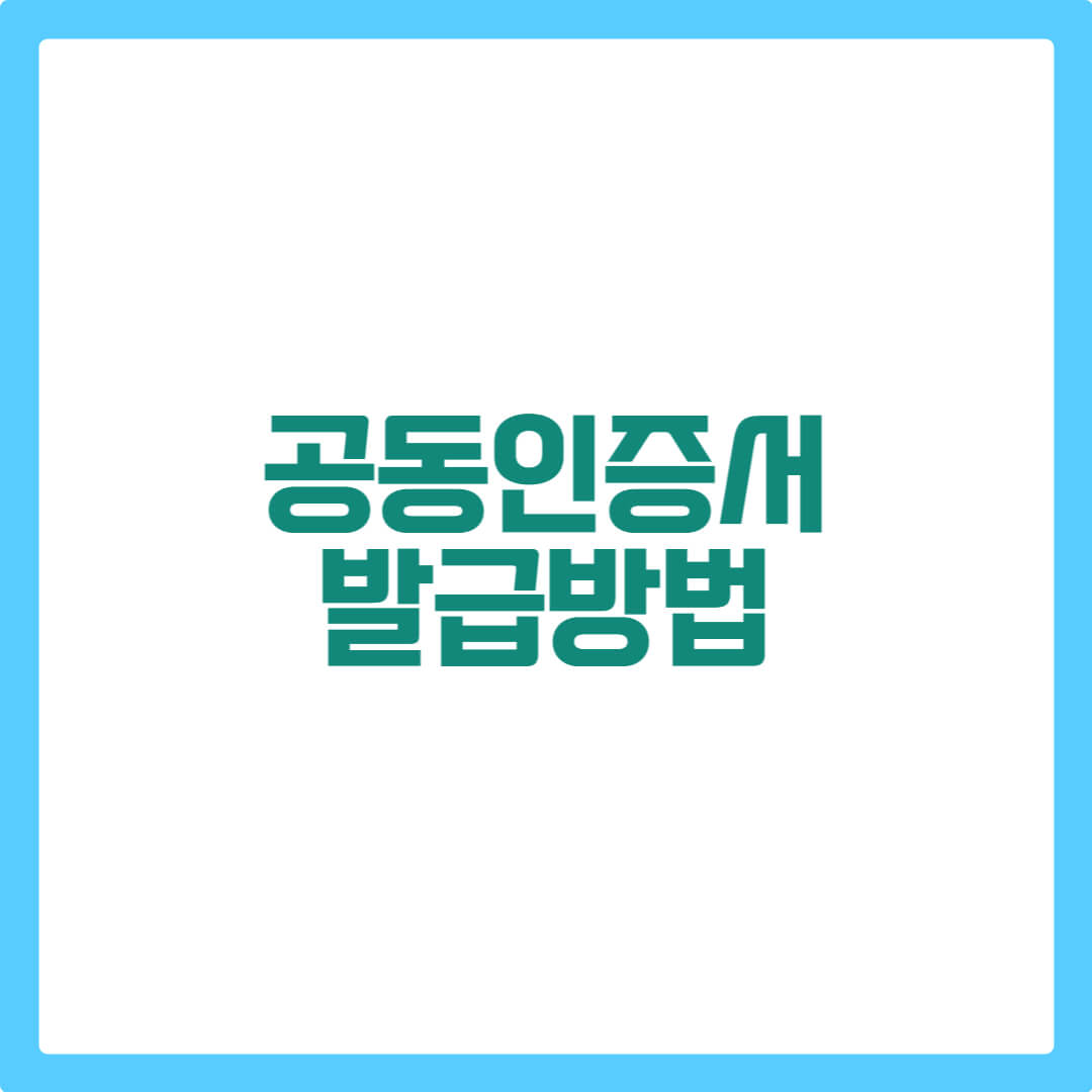 공동인증서 발급 방법