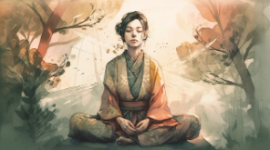 명상 하는 여성 그림