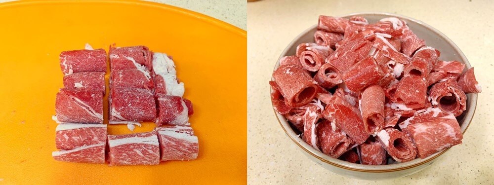 소고기 버섯전골 - 한입사이즈로 고기 손질